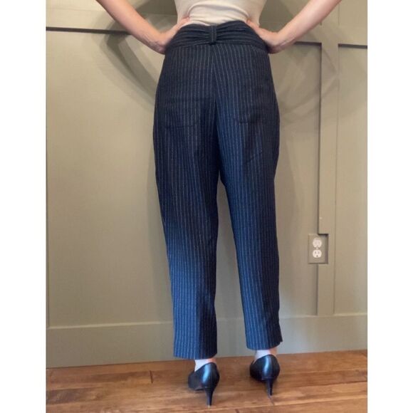 Anthropologie Pinstripe High Rise Tie Waist Tapered Pants Size 6 - Picture 5 of 12